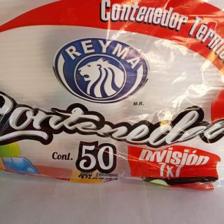 Contenedor Térmico Reyma 7x7 con División 50 Piezas                                                 Contenedor térmico 7x7 con división para separar alimentos. Ideal para combos o platillos completos. Práctico y resistente