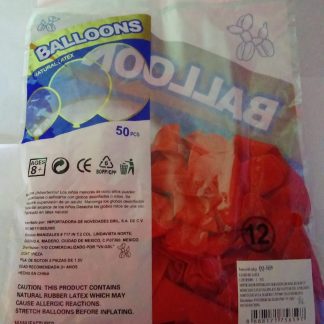 Globo Látex Rojo No 12 (Paquete 50 piezas)