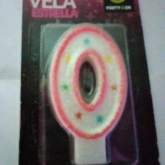 Vela Número 0 con Estrellas para Pastel                                                                               Vela decorativa número 0 con acabado brillante, perfecta para formar cualquier edad en conjunto.