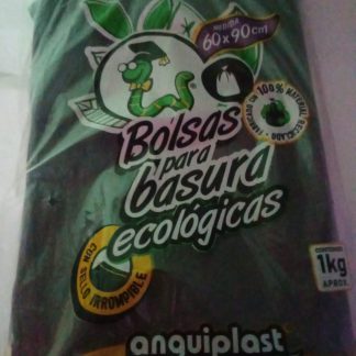 Bolsa ecológica Anguiplast 60 x 90 cm 1kg                                                                             Bolsa para basura ecológica tamaño 60x90 cm material resistente con sello irrompible 1 kg aprox.