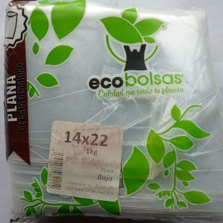 Bolsa plana baja densidad Ecobolsas 14x22 1kg                                                                  Bolsa plana de baja densidad 14x22 cm práctica para empaques ligeros aprox. 485 piezas.
