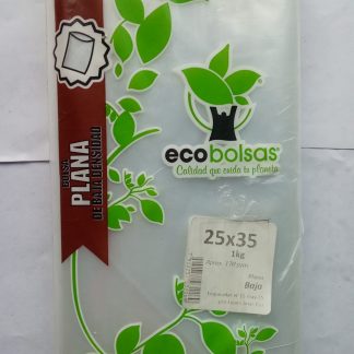 Bolsa plana baja densidad Ecobolsas 25x35 1kg                                                                  Bolsa plana tamaño 25x35 cm buena resistencia aprox. 170 piezas por kilo.