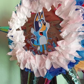 Piñata de estrella azul con blanco